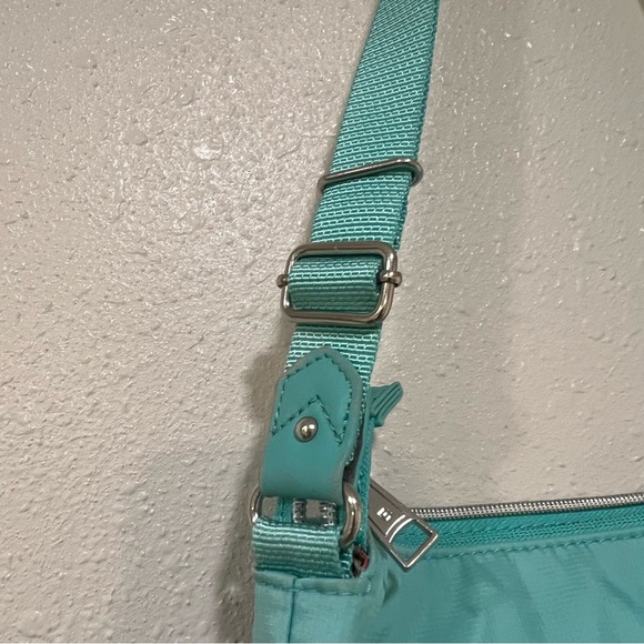 Beside-U RFID Blocking Teal Green Medium Crossbody Bag Hand Sewn Nylon EUC - Picture 5 of 13